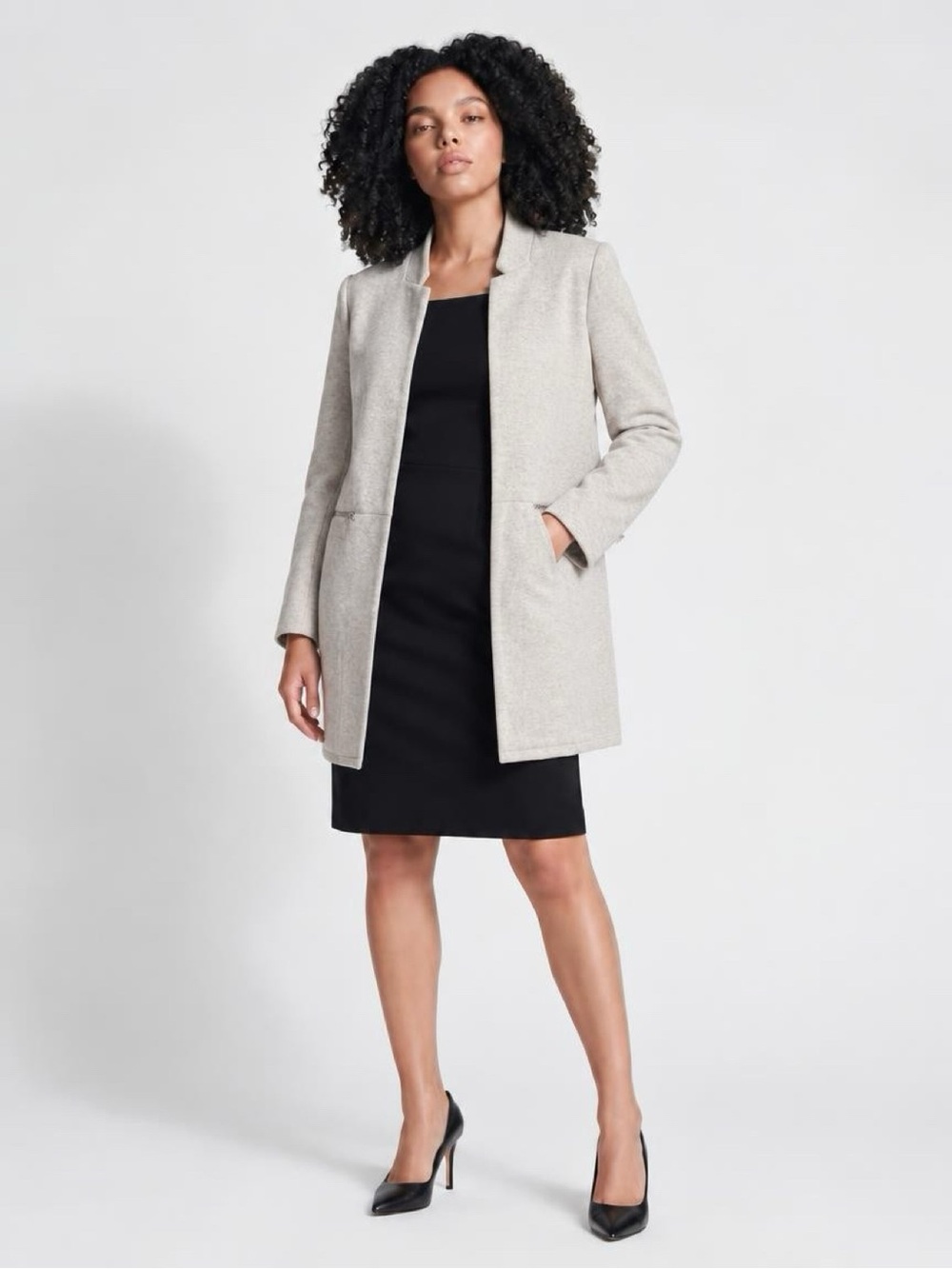 Women’s Light Cream Open-Front Trench Coat